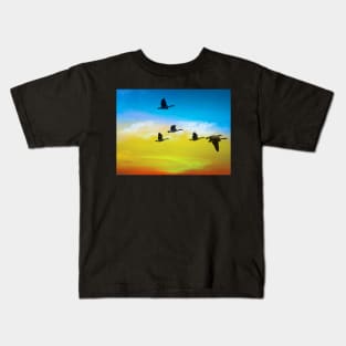 Birds Flying In The Colorful Sky T-shirt Kids T-Shirt